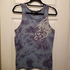 Harley-Davidson Womens Blue & Purple Tie-Dye Tank Top